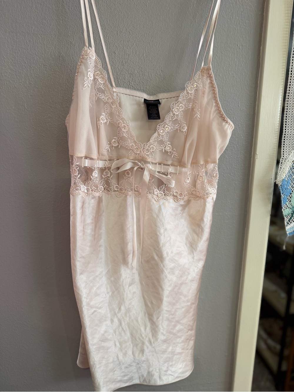Secret Treasures Blush Lace-Trim Satin Chemise